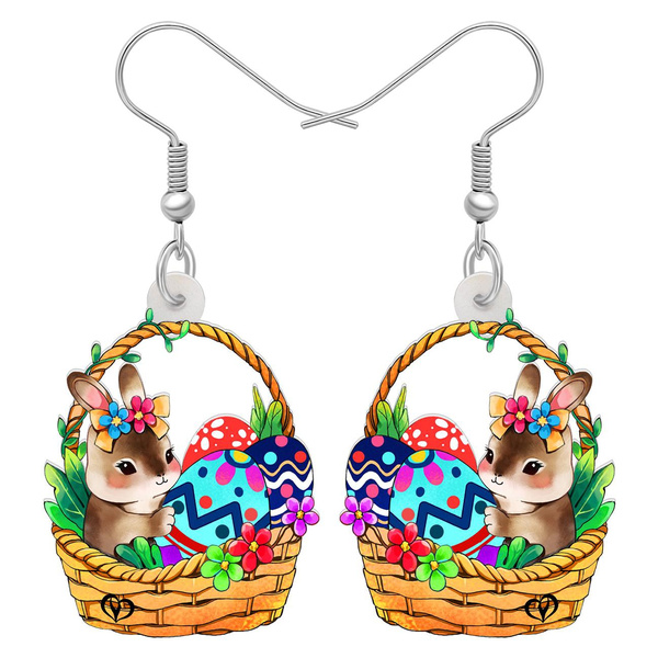 Easter Basket of Eggs Earrings, Polymer Clay Handmade Earrings, Easter  Earrings, Stud Earrings - Etsy